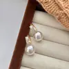 Brincos de Pérola com Zircônia Cintilante Estilo Francês de Luxo Leve para Mulheres, Estilo Elegante, Brincos de Pérola com Diamante Cintilante de Alta Qualidade