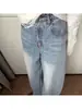 Jeans de Pierna Ancha de Tiro Alto Otoño 2027 para Mujer, Pantalones Largos de Verano de Corte Holgado Adelgazantes de Pierna Recta, Azul Versátil Nuevo Estilo