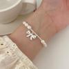 Pulseira de Prata de Lei S925 Pérola Barroca Natural Laço Feminino Coreia do Sul Explosivo Luxo Leve Nicho