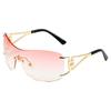 Gafas de sol sin montura de una sola pieza de nueva moda transfronteriza Y2K cámara callejera adelgazantes anti-ultravioleta