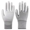 Guantes de trabajo antiestáticos de fibra de carbono con palma recubierta de PU, guantes de trabajo de nailon pegado, resistentes al desgaste, antideslizantes, protección fina de goma
