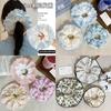 Goma para el Cabello de Flor de Encaje Estilo Coreano Scrunchie Grande con Acabado de Alta Gama, Extra Grande, Resistente, Accesorio Grande para Cola de Caballo para Navidad