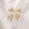 Aretes Sencillos y Elegantes en Forma de Corazón con Colgantes, Chapados en Oro de 14K, Conservación del Color, Aretes Hechos a Mano DIY, Accesorios de Joyería, Materiales Hechos a Mano