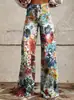 Calça Longa Feminina Fina 2024 Estampa Digital 3D Calça Flare Feminina Mais Vendida na Amazon Atacado Moda Versátil