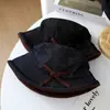 Atacado 25 Anos Outono e Inverno Novo Chapéu de Pescador com Borda Enrolada Jeans Japonês Versátil Chapéu Balde Elegante Laço Mulheres