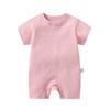 Macacão do bebê verão jersey de manga curta terno de escalada de ângulo plano roupas em branco de algodão para bebê macacão de cor sólida
