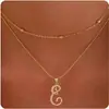 Collar de Cobre con 26 Letras Transfronterizo de Amazon para Mujer, Cadena para Clavícula con Colgante Personalizado en Capas de Alta Gama, Joyería Versátil y Elegante