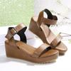 Sandalias de cuña de gran tamaño con una correa y suela gruesa para mujer, estilo romano de tacón alto, para comercio exterior europeo y americano, sandalias de playa transfronterizas