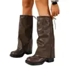 Botas largas negras para chica sexy para mujer, nuevo estilo 2026, adelgazantes, caña ancha, con cordones, botas largas de moda