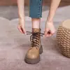 Botas Martin de Couro Macio Pretas com Solado Grosso Femininas 2026 Nova Coleção Primavera/Outono Estilo Britânico Bico Redondo Cano Curto Botas Individuais Tendência