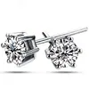 Brincos Elegantes e de Alto Padrão Estilo Coreano com Seis Garras, Estilo Unissex, Brincos Clássicos de Zircônia Banhados a Ouro Branco para Homens e Mulheres, Atacado