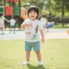 Camiseta infantil de verão de manga curta, top de bebê estiloso com desenho, camiseta básica versátil para bebês e crianças pequenas, roupas de verão para meninas