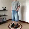 Jeans Cropped de Estilo Americano Transfronterizos para Hombre Lavados con Bigotes de Corte Holgado con Diseño de Botones y Acabado Vintage al por Mayor
