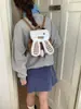 Mochila de Conejo para Niña Estilo Nuevo 2026 Bloques de Color Otoño e Invierno Bolso Cruzado Peludo Lindo Mochila de Peluche con Orejas Grandes