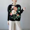 Ropa para Mujer Tallas Grandes para Mujeres Gordas, Corte Holgado, Camiseta Elegante de Manga Larga Adelgazante, Estampada con Perlas, Elegante, Rejuvenecedora, Top Plisado, Ropa para Mamá