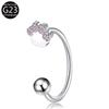 E-Commerce Transfronterizo Nuevo Anillo Labial de Aleación de Titanio 0.9 Rosca Interna Anillo para la Nariz Aretes G23 Garra de Gato con Circonias Incrustadas