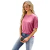 Comercio exterior europeo y americano ropa de mujer transfronteriza 2024 estación independiente de Amazon primavera y verano nueva camiseta de manga raglán con botones y cuello redondo para mujer