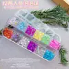 12 Compartimentos Tira Larga Fondo Puntiagudo Color Mixto Tamaño Arte de Uñas Pedrería Apilada Vidrio Adornos Accesorios para Arte de Uñas