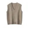 Chaleco de Cachemira Tejido para Mujer, Nuevo Estilo Otoño e Invierno, Corte Holgado, Adecuado para Vestir por Capas, Cuello en V, Color Sólido, Chaleco Suéter sin Mangas