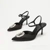 Zapatos de Tacón Alto Poco Profundos con Punta Fina y Hebilla de Pedrería a la Moda, Sandalias de Tacón Alto de Punta Cerrada para Mujer, Diseño de Nicho Elegante y Lujoso, Talla Europea