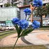 Viento de océano azul flores de simulación para boda al por mayor azul oscuro azul zafiro azul bruma blanco boda camino guía techo flores falsas