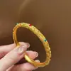 Jindian Mesmo Estilo Ouro Filigrana Esmalte Rainha Pulseira Estilo Corte Clássico Azul Queimado Pulseira Vintage Elegante Joia Feminina