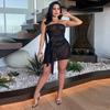 51259 Exportación Ropa de Mujer Transfronteriza Vestido Europeo y Americano Envolvente de Pecho con Múltiples Tirantes Espalda Descubierta Sexy Empalmado Falda de un Paso