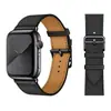 Adequado para Iwatch8 Hermes Pulseira de Couro de Círculo Único Apple Watch7654Se Pulseira de Pulso com Padrão Cruzado Contrastante