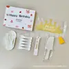 Juego de cuchillo, tenedor y plato para pastel en caja de regalo cinco en uno, juego de vajilla desechable para postres, juego de vajilla para pastel de cumpleaños