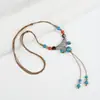 La paz es Fu moda nacional vintage collar de cerámica de Jingdezhen femenino candado de longevidad cadena clavicular colgante artístico cadena clavicular