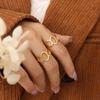 Anillo ajustable con apertura elíptica geométrica de acero de titanio en Europa y América anillo creativo de viento frío no se decolora al por mayor