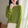Nuevo jersey fino de lana de punto fino para mujer de otoño, con bordes enrollados, escote Bardot, mangas largas caladas y estilo casual