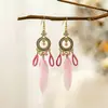 Brincos de Pena Boêmios Europeus e Americanos, Brincos de Franja Estilo Étnico Exagerado Retrô para Feriados, Acessórios de Viagem de Yunnan para Mulheres