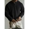 Suéter henley de malha canelada 7 pontos com fio modal cardado para homens, top de tricô casual estilo "old money" outono 2026