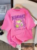Camiseta de Diseño Club de Cócteles Margarita de Medianoche Cuello Redondo Holgada Manga Corta Moda Algodón Superior Casual Verano Mujer