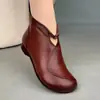 Botines cortos de estilo étnico temperamental, suela suave antideslizante, forro de felpa, para mujer, nuevo estilo Moda Versátil Cálido Zapatos para Madre 2026 Otoño/Invierno