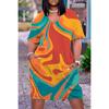 Comercio Exterior Transfronterizo 2021 Transfronterizo AliExpress Nuevo Verano Sexy Europeo y Americano Suelto Largo Medio Cuello en V Elegante Mujer