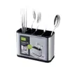 Soporte de Cubiertos de Acero Inoxidable para Cocina Compartimentado Soporte para Palillos Jaula para Palillos Cubo de Almacenamiento para Espátulas Soporte para Popotes Estante de Almacenamiento para Cuchillos y Tenedores