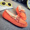 Zapatos de lana tipo pea para otoño e invierno, Zapatos de algodón de lana forrados de vellón para mujer, Zapatos planos de cuero genuino, Zapatos cálidos tipo slip-on para mujeres embarazadas y madres, Zapatos tipo cuchara