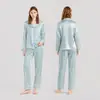 Pijama popular de verano para mujer en TikTok, pijama de seda de alta gama, conjunto de manga larga y pantalón largo, ropa de casa para mujer de comercio exterior
