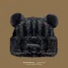 Nuevo Gorro de Punto con Orejas de Oso Lindo para Mujer, Suave Felpa para Otoño e Invierno, Cubre-Cabeza Cálido de Lana