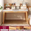 Estantería de Escritorio Mesa Integrada Habitación de Niñas Mesa de Computadora para el Hogar con Cajones Patas de Madera Maciza Pared Mesa de Estudio para Estudiantes