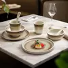Conjunto de Quatro Peças de Louça de Melamina Estilo Chinês, Especialmente Projetado para Quartos Privados de Hotel, com Textura de Porcelana Falsa, Fácil de Limpar e Durável