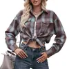 Ropa Femenina Europea y Americana Transfronteriza 2025 Nueva Camisa Amazon Otoño e Invierno Moda Casual Camisa de Cuadros Holgada con Bolsillo para Mujer