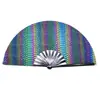 Ventilador de Tecido Refletivo 33cm Ventilador de Tecido Refletivo Fresco Atividades de Festa Ventilador Refletivo de Kung Fu Leque Dobrável