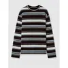 Suéter Grueso de Lana de Oveja 100% Pura Estilo Retro de Invierno para Mujer Camiseta Básica de Punto Clásica con Rayas de Colores