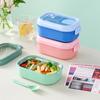 Lonchera para Estudiantes de Estilo Japonés con Compartimentos de Acero Inoxidable 304 Lonchera de Plástico para Trabajadores de Oficina con Cubiertos Lonchera para Ensalada
