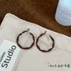 Pendientes Irregulares de Terciopelo Rojo con Aro de Cobre Vintage para Mujer con Aguja de Plata, Pendientes de Moda, Únicos, Exagerados, Versátiles al por Mayor para Otoño e Invierno