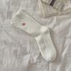 Calcetines de encaje blanco para niños, calcetines de longitud media, en colores sólidos, de primavera y otoño, con bordado de amor japonés, medias de verano