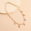 Collar de cadena trasera sencilla con diseño de nicho femenino, estilo oceánico, concha y estrella de mar, joyería transfronteriza europea y americana